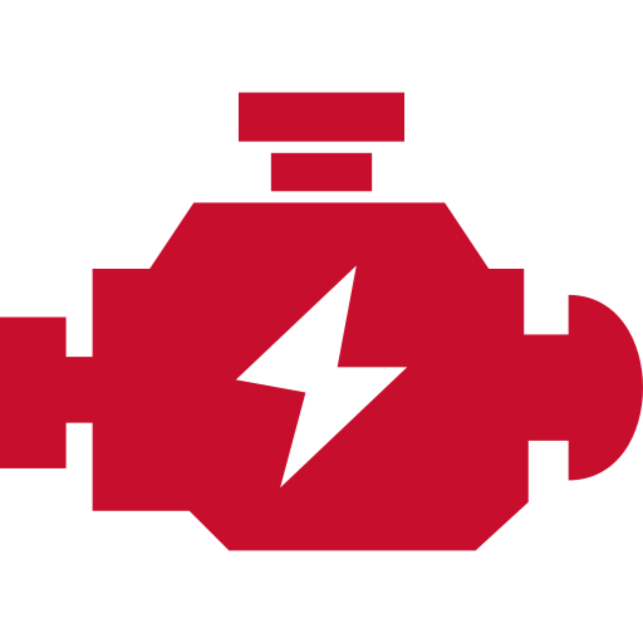 Red engine icon with lightning bolt.